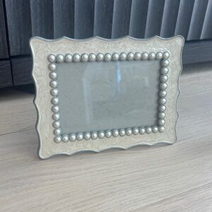 Vintage Ivory Silver Elegant Pearl-Accented Photo Frame